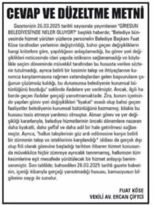 Kamuoyuna Saygı ile Duyuruldu