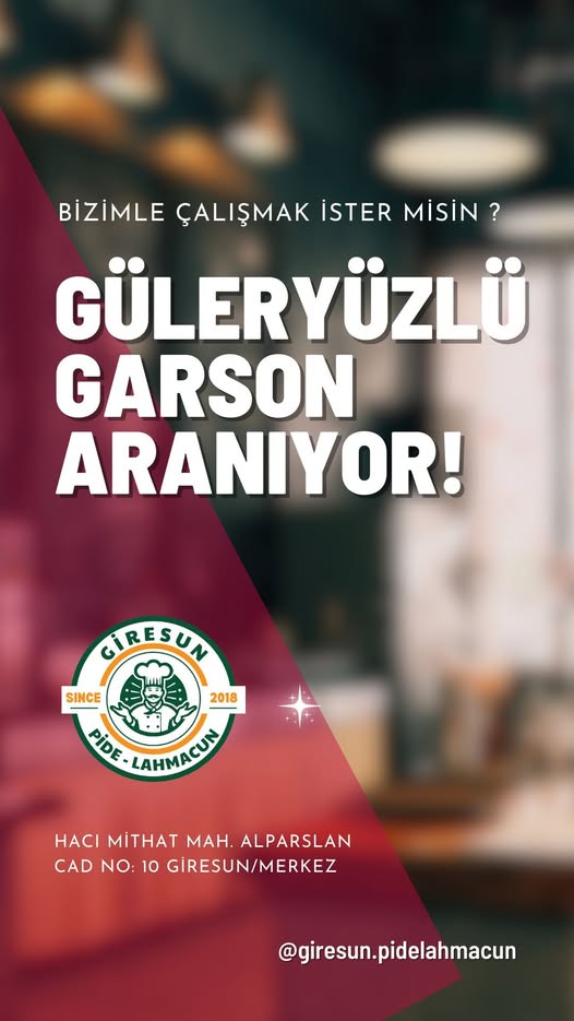 Güler yüzlü garson aranıyor