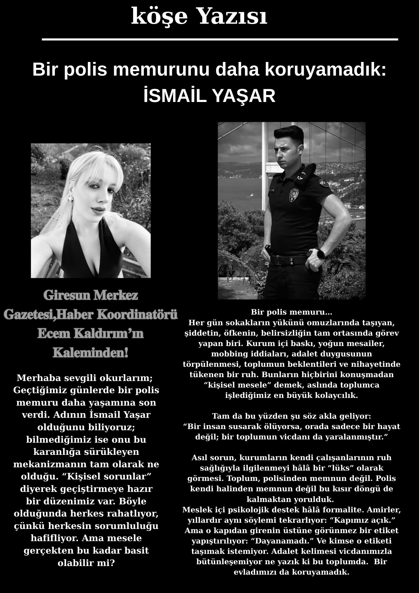 Polis memuru İsmail yaşar