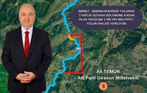 Giresun Şebinkarahisar karayolunun Dereli 