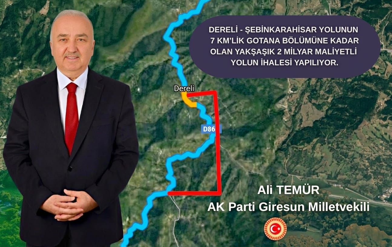 Giresun Şebinkarahisar karayolunun Dereli 