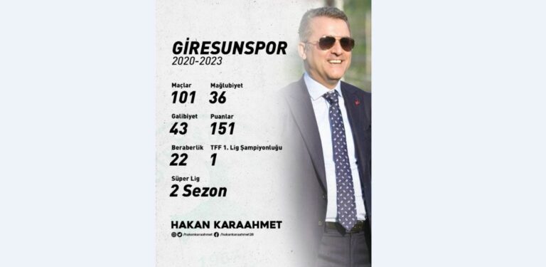 GİRESUN’A SÜPER LİG HEYECANI YAŞATAN KARAAHMET’TEN AÇIKLAMA