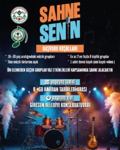 GİRESUN BELEDİYESİ’NDEN GENÇ MÜZİSYENLERE SAHNE FIRSATI: “SAHNE SENİN” İLE YETENEKLER GÜN YÜZÜNE ÇIKACAK