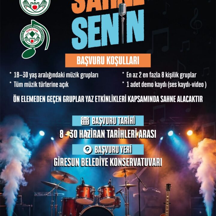 GİRESUN BELEDİYESİ’NDEN GENÇ MÜZİSYENLERE SAHNE FIRSATI: “SAHNE SENİN” İLE YETENEKLER GÜN YÜZÜNE ÇIKACAK